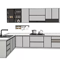 Modern Kitchen Cabinets Design With Upper Lower Storage And Countertop 3d model