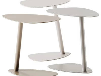 Three Modern Light Toned Side Tables With Slim Legs And Minimalist Design 3d model