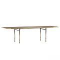 Modern Wooden Table With Metal Legs And Foldable Side Panel Design 3d model