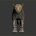 Leopard 3D Model in Standing Pose with Spotted Fur and Reflective Background 3d model