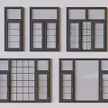 Modern Casement Windows Featuring Different Styles And Varied Pane Designs With Dark Frames 3d model