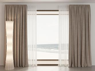 Curtain Cream Wind Curtain Silent Wind Curtain Living Room Curtain Bedroom Curtain Cloth Curtain Gauze Curtain 3d model