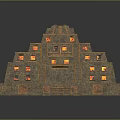 Ancient Pyramid Structure With Multi Tiered Design Stone Steps And Carved Details 3d model