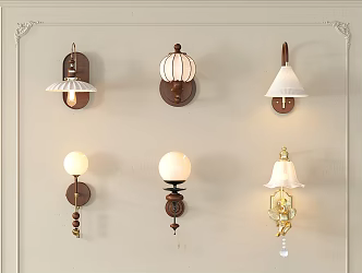 American Retro Wall Lamp Bedroom Bedside Lamp Walnut Wall Lamp Background Wall Metal Wall Lamp 3d model