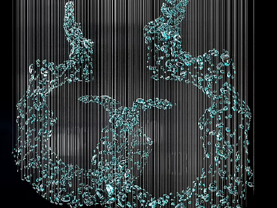 Elegant Modern Teal Crystal Chandelier with Hanging Pendant Drops and Artistic Design Elements 3d model