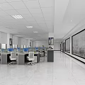 Modern Public Office Area With Open Layout Workstations Ergonomic Chairs And Bright Lighting 3d model