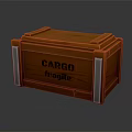 Orange Wooden Cargo Box With CARGO Fragile Label And Metal Corner Reinforcements