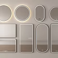 Round Oval Rectangular Wall Mounted Mirrors With LED Lights Design 3d model