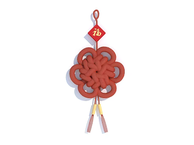 Red Chinese Knot Ornament With Traditional Fu Character And Decorative Tassels 3d model Red Chinese Knot Ornament With Traditional Fu Character And Decorative Tassels 3d model