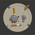 White Ashtray For Home Use With Cigarettes And Ash Inside 3d model