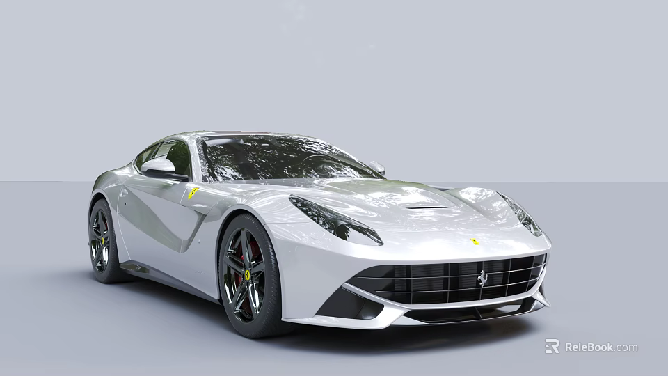 White Ferrari Two Door Sports Car Sleek Design Sharp Headlights Alloy Wheels With Red Accents 3d model 