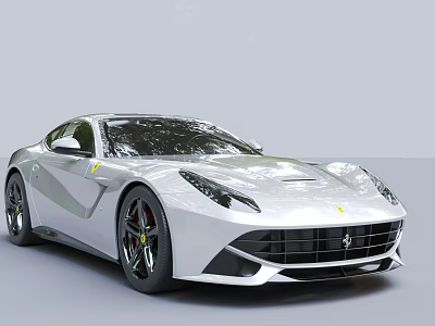 White Ferrari Two Door Sports Car Sleek Design Sharp Headlights Alloy Wheels With Red Accents 3d model