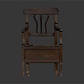 Classic Wooden Leisure Chair With Armrest Curved Backrest And Vintage Design Structure