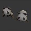 Cute 3D Panda Plush Toys With Black Ears And White Bodies On White Surface