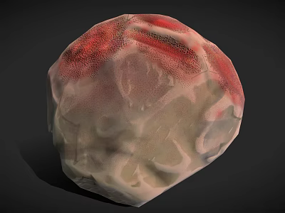 Natural Stone And Wood Decorative Piece With Red White Gray Textured Surface 3d model