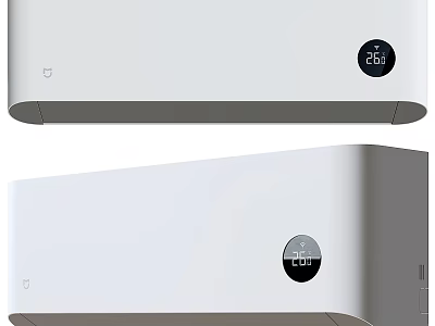 Modern White Wall Mounted Air Conditioner Fan With Digital Temperature 3d model