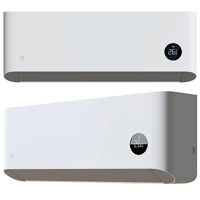 Modern White Wall Mounted Air Conditioner Fan With Digital Temperature 3d model