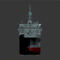 Military Warship Gray Hull Red Bottom Number 05 Antennas Deck Facilities In Studio Lighting
