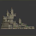 Medieval Castle Architecture With Connected Towers Bridges And Water Surroundings