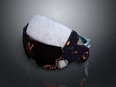 Futuristic Tech Inspired Computer Case With Textured White Surface Black Body And Orange Accents 3d model