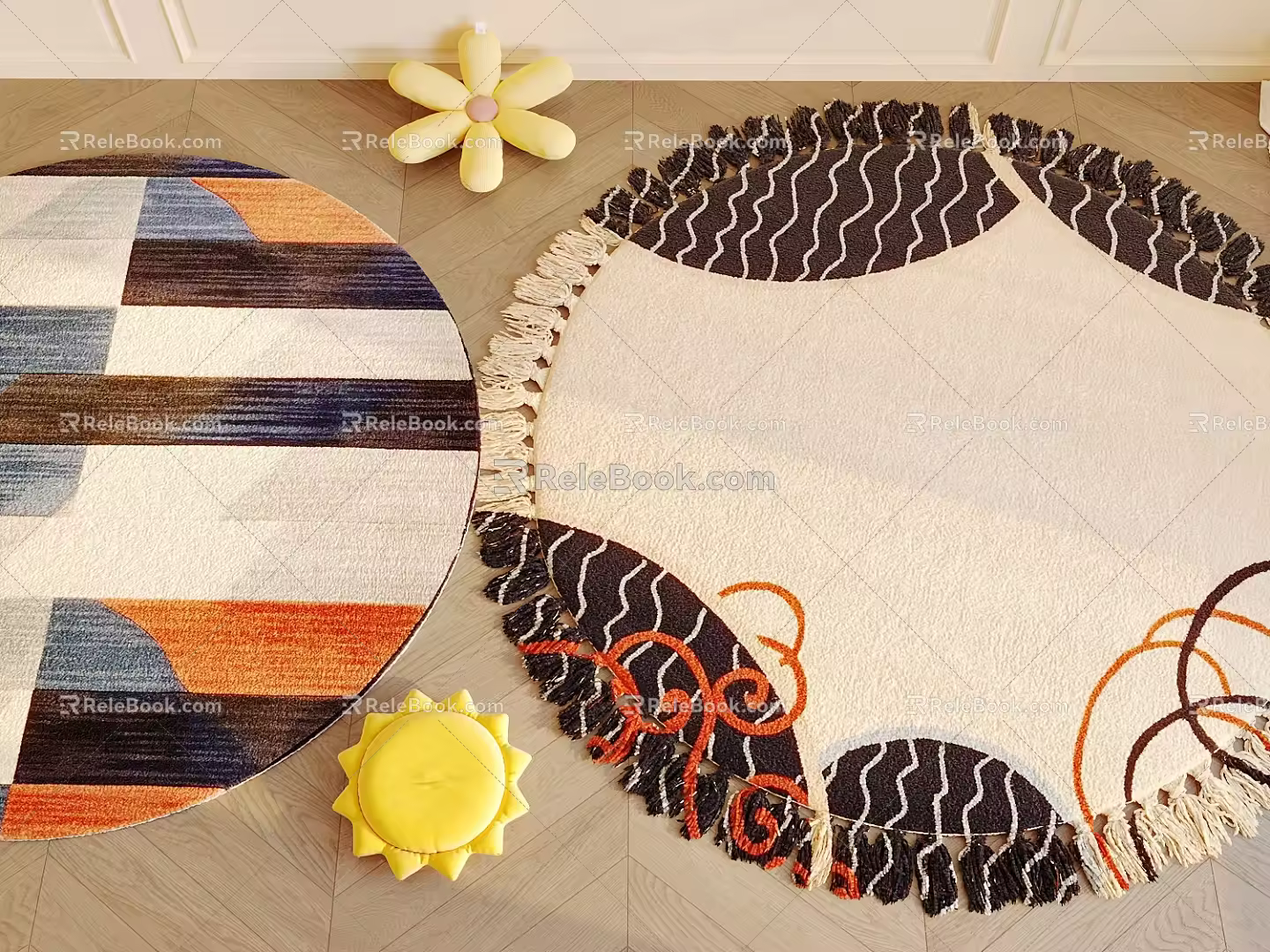 Simple Carpet Color Carpet Contrast Color Carpet Art Carpet 3d model