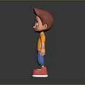 3D Cartoon Game Character With Brown Hair Green Eyes Orange Shirt Blue Pants Red Shoes