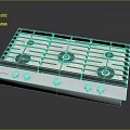 Stainless Steel Gas Stove With Multiple Burners And Control Knobs For Kitchen Use 3d model