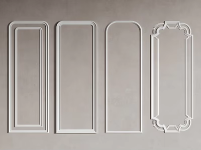 Gypsum Crown Molding With Four Different Decorative Styles For Interior Decoration 3d model