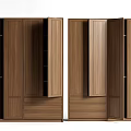 Modern Wooden Wardrobe With Double Door Open Design And Storage Shelves Drawers