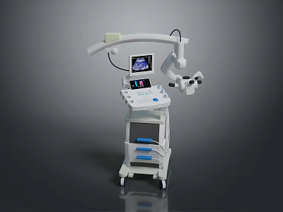 Household Health Monitoring Device Cart with Display Screen and Adjustable Arm Wheels Drawers 3d model