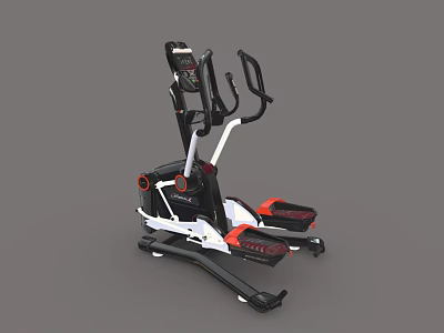 Sturdy Modern Elliptical Trainer Featuring Display Screen Handlebars And Red Pedals 3d model