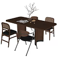 Middle style dining table and chair combination 3d model