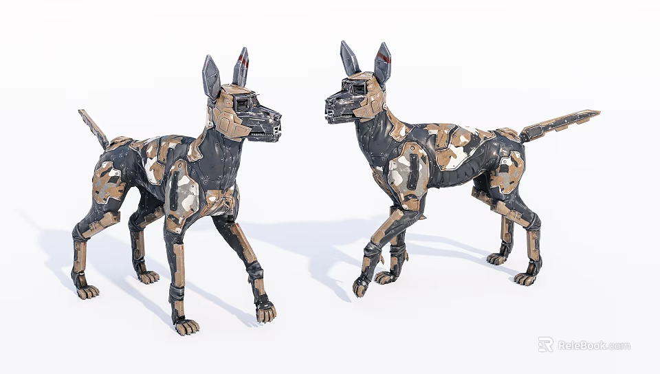 Smart Robotic Dogs With Metallic Texture And Lifelike Mechanical Design 3d model 