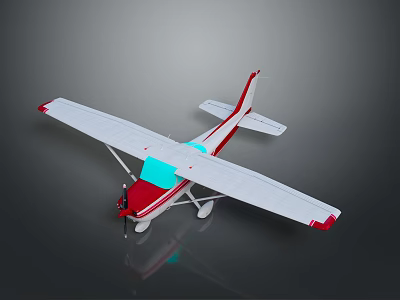 Small Model Airplane With White Wings Red Tail And Green Cockpit Design 3d model