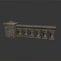 Classical Style Stone Balustrade With Ornate Columns And Green Plants 3d model