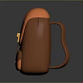 Stylish Orange And Brown Backpack With Yellow Buckle And Adjustable Strap 3d model