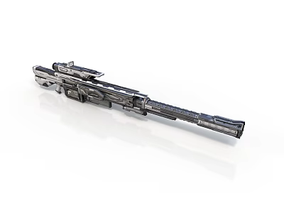 Sniper Rifle Weapon With Telescopic Sight Long Barrel And Metallic Detailed Design 3d model