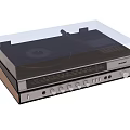 Hi Fi Turntable Audio System With Clear Cover Classic Design And Control Knobs