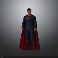 Superman Character In Blue Suit With Red Cape And Chest Symbol