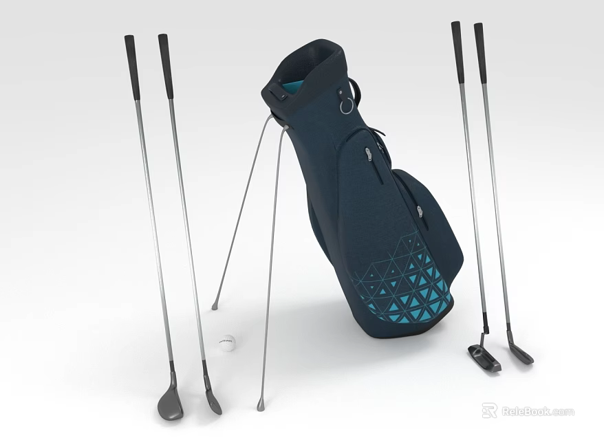 Golf Sports Equipment with Golf Bag Golf Clubs and Golf Ball 3d model 