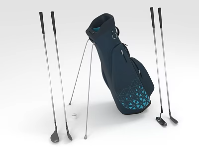 Golf Sports Equipment with Golf Bag Golf Clubs and Golf Ball 3d model
