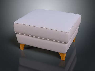 Light Gray Upholstered Sofa Stool With Wooden Legs For Modern Living Room 3d model
