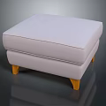 Light Gray Upholstered Sofa Stool With Wooden Legs For Modern Living Room