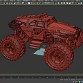 Dark Industrial Off Road Vehicle With Large Tires And Mechanical Details