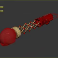 Shiny Red Decorative Ornament With Gold Chain And Multiple Linked Red Parts