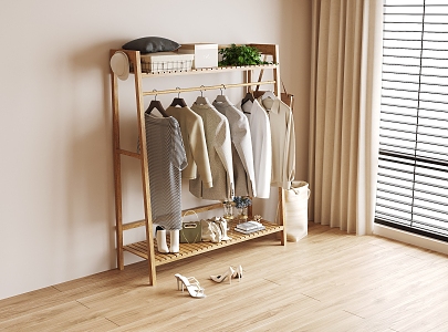 Silent Clothes Hanger Clothes Bag Shoes Hat Clothing Solid Wood Clothes Hanger 3d model