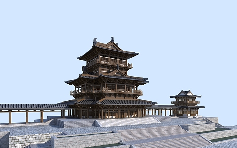 Chinese ancient building tower 3d model