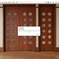 Middle ancient style solid wood glass single open double open door 3d model