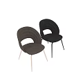 Modern Single Chair In Two Tone Colors With Curved Backrest Velvet Upholstery And Metal Legs