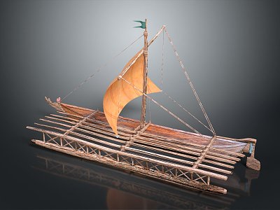 Modern Raft Bamboo Raft Bamboo Row Small Boat Drifting Raft Boat 3d model